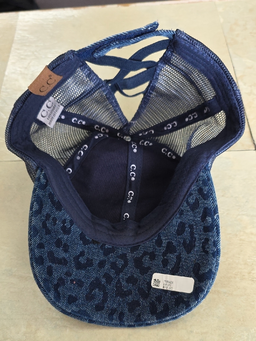 C.C Blue Denim Leopard Print Trucker Hat - Picture 4 of 4
